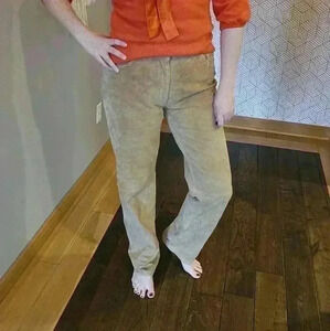 Tan Straight-Leg Leather Patch Pocket Trouser